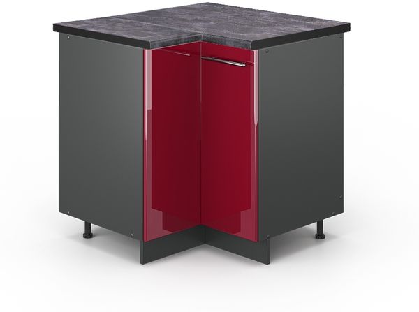 Eckunterschrank Fame-Line Bordeaux Hochglanz 80.5 cm , AP Anthrazit Vicco