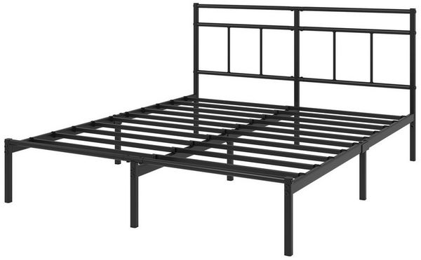 ZINUS Bettgestell Florence Square mit Kopfteil (Schwarz, 140x200 cm), Doppel/Einzelbett