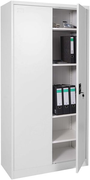 Aktenschrank HWC-H17, Stahlschrank Büroschrank Schrank, 2 Türen abschließbar Metall ~ 185x90x40cm grau