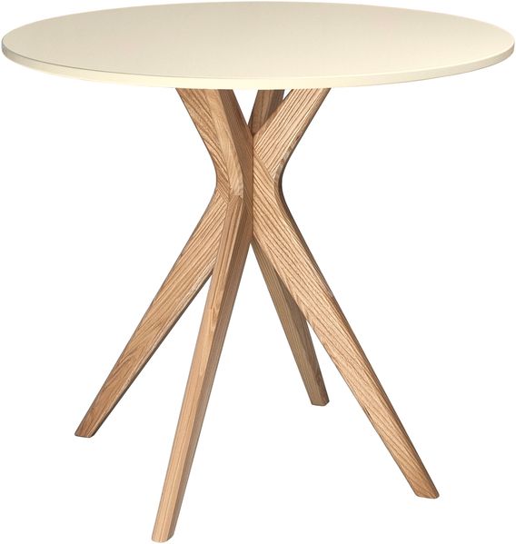 Ragaba runder Esstisch, MDF & Massives Eschenholz, Perlweiß, Ø 70 cm