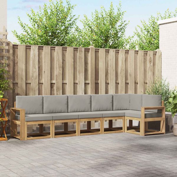 vidaXL Outdoor-Sofagarnitur mit Kissen 6 pcs Weiß und Hellgrau 3387705