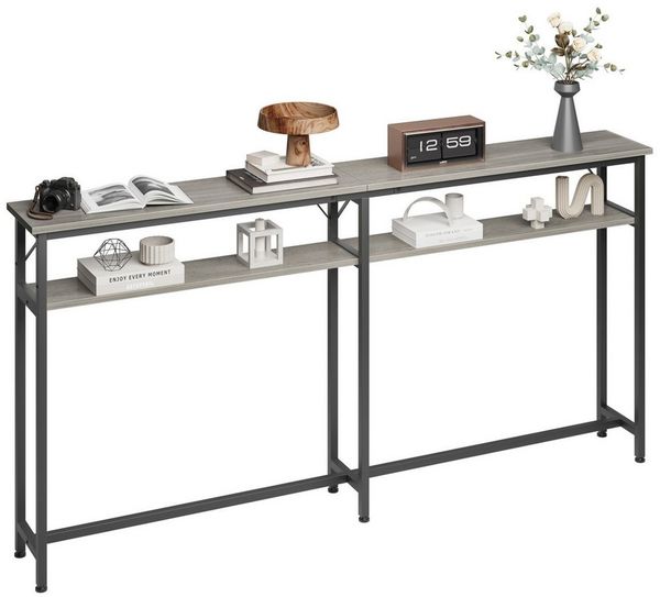 GarveeMore Konsolentisch Konsolentisch Schmal,2 Etagen Konsolentisch mit Stauraum Extra