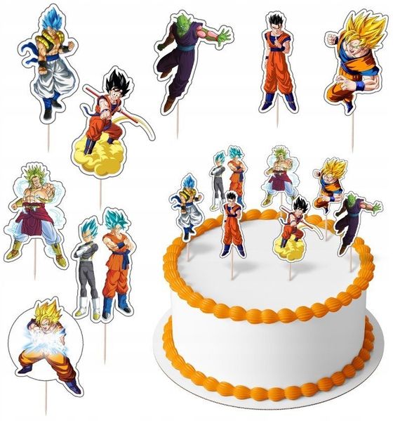 Festivalartikel Tortenstecker DRAGON BALL Topper Set 8 Stk Geburstag Torten Deko Kuchen Junge
