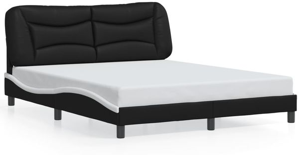 Doppelbett, Bettgestell Modernen mit LED ohne Matratze Schwarz und Weiß 160x200 cm d1452e Bild 5