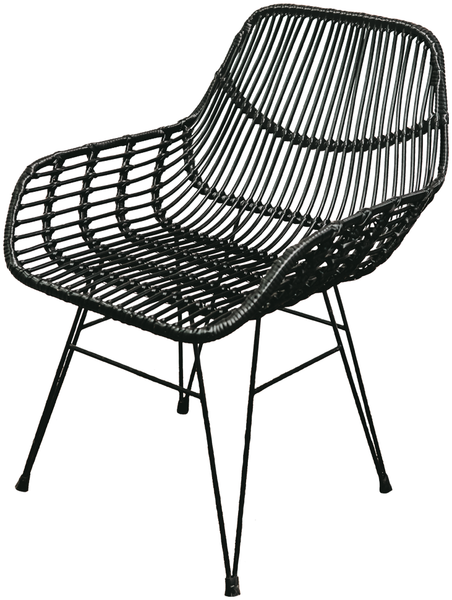 Sanotechnik Rattan Stuhl 'Jamaika', Metall, schwarz, 60x45x83 cm