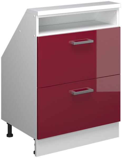 Dachschrägenschrank Rion Bordeaux Hochglanz/Weiß mit 2 Schubladen Vicco