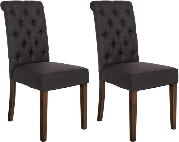 CLP 2er Set Esszimmerstühle Lisburn Mit Lehne im Chesterfield Design,schwarz Stoff