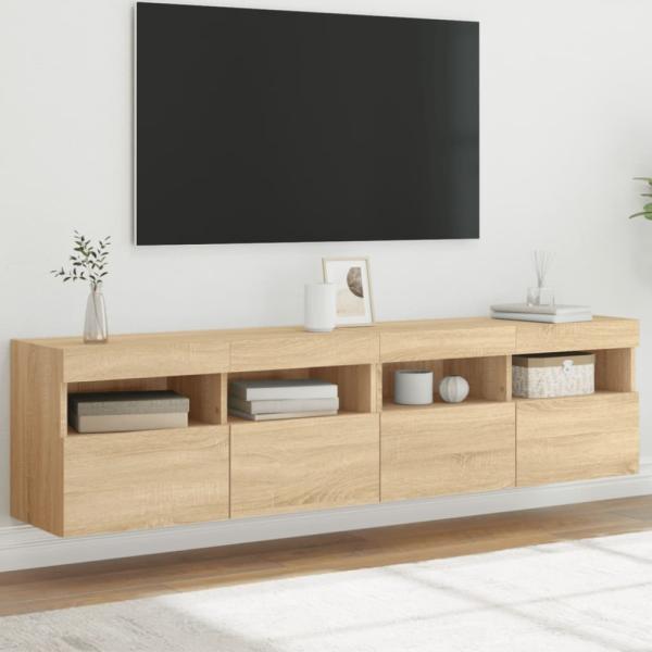 vidaXL TV-Wandschränke mit LED-Leuchten 2 Stk. Sonoma-Eiche 80x30x40cm 837202