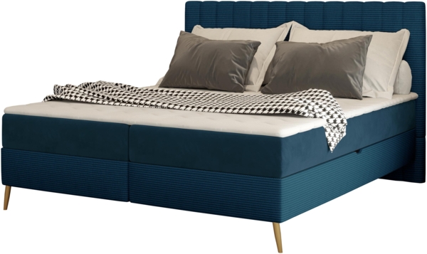 Boxspringbett Cersen Cord blau 180x200 cm