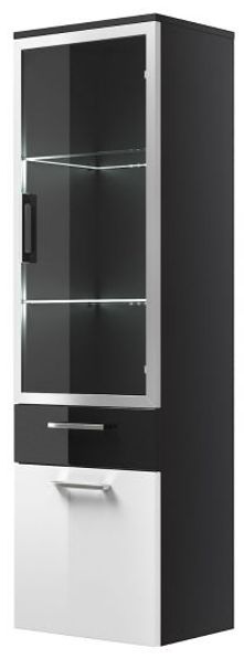 Badezimmer Hochschrank Rima weiß Anthrazit Hochglanz 40x135 cm