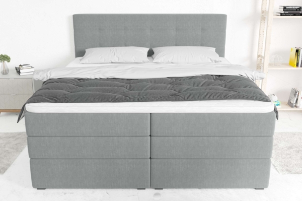 99rooms Dante Boxspringbett Strukturstoff INARI Hellgrau Taschen-Federung 160x200 cm Bild 4