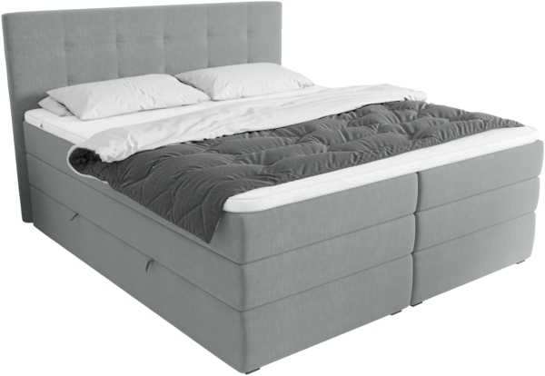 99rooms Dante Boxspringbett Strukturstoff INARI Hellgrau Taschen-Federung 160x200 cm Bild 2