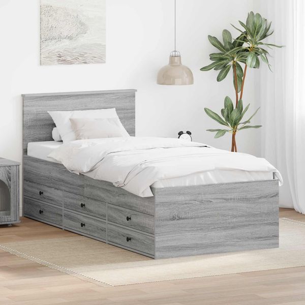 vidaXL Tagesbett Grau Sonoma und Schwarz 75 x 190 cm Holzwerkstoff 3408541