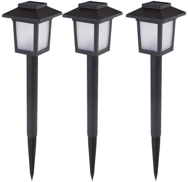 3er Set LED Solarlampen, Laternen Design, Feuereffekt, H 37 cm