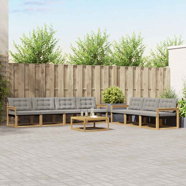 vidaXL Outdoor-Sofagarnitur 8 pcs Weiß und Hellgrau 3388485