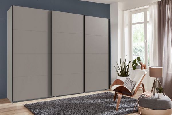 Wimex Kleiderschrank Mugano, Made in Germany, Lieferung bis in Deine Etage und Stellort (wähle Deine Ausstattung: Basic oder Premium) 3 Schwebetüren, große Größen, mit oder ohne Spiegel, Metallgriffe