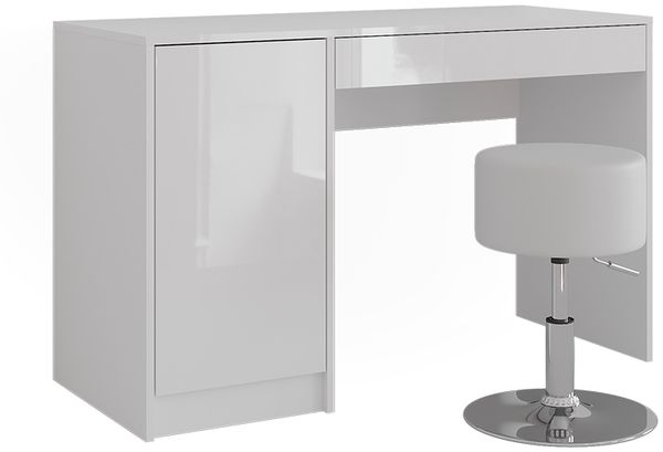 Schminktisch Sherry Weiß/Weiß Hochglanz 119.8 cm mit Hocker Vicco