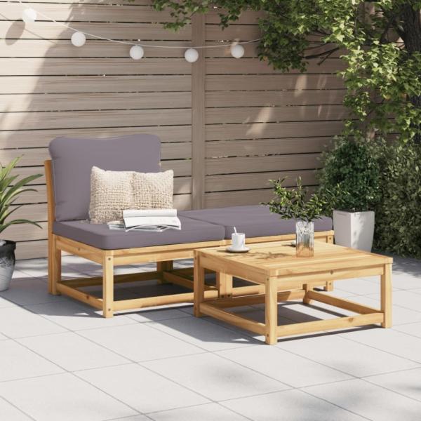 vidaXL 3-tlg. Garten-Lounge-Set mit Kissen Massivholz Akazie 366497