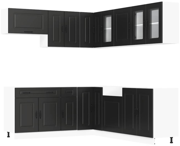 vidaXL 11-tlg. Küchenschrank-Set Kalmar Schwarz Holzwerkstoff 3314912