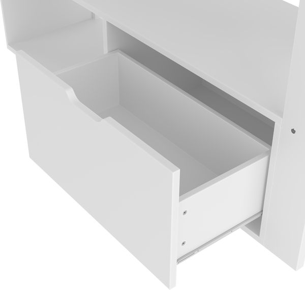 Hochbett 140x200 cm mit LED-Beleuchtung, Schreibtisch und Regalen,Jugendbett mit integriertem Bild 10
