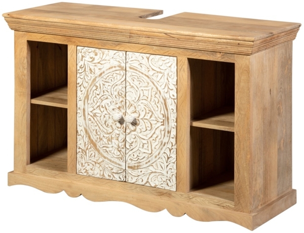 Waschbeckenunterschrank 107x68cm 'Tibet' Mango natur & weiß antik