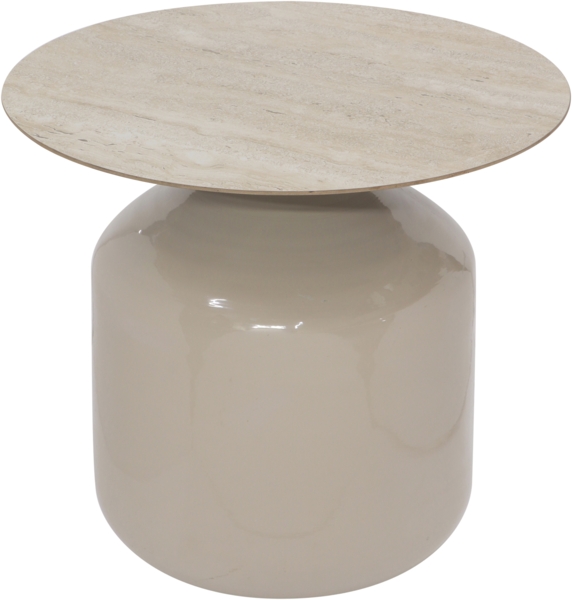 MIRRORS AND MORE 'Alya' Beistelltisch Metall /Keramik, taupe, Ø50x46 cm