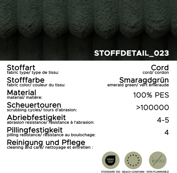 Schlafsofa (B/H/T: 225x96x93 cm) in Smaragdgrün Bild 10