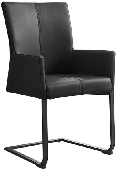 riess-ambiente Esszimmerstuhl SAMSON schwarz · Schwingstuhl mit Echtleder-Bezug (Einzelartikel, 1 St), Esszimmer · mit Armlehnen & Metallrahmen · bis 120kg belastbar