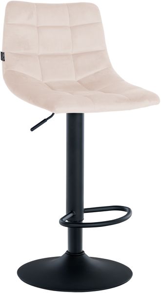 CLP 2er Set Barhocker Jerry Samt höhenverstellbar und 360 drehbar,beige schwarz Bild 3