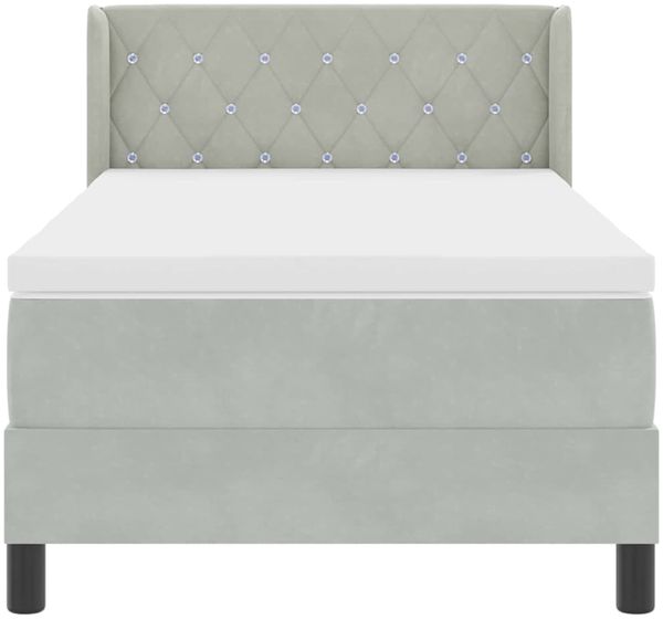 vidaXL Boxspringbett mit Kopfteil Hellgrau 200 x 90 cm Samt 3341396 Bild 6