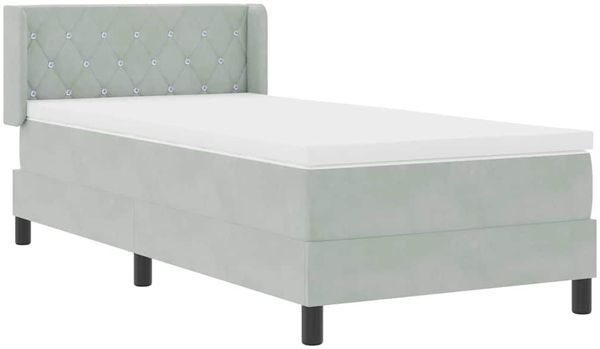 vidaXL Boxspringbett mit Kopfteil Hellgrau 200 x 90 cm Samt 3341396 Bild 5