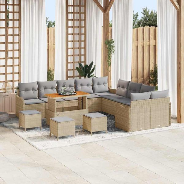 vidaXL Garten-Sofa-Set 14 pcs Beige Poly-Rattan 3362332