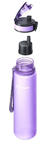 AQUAPHOR Trinkflasche CITY Aquaphor Flasche mit Wasserfilter für unterwegs, 500ml, Filter mit Aktivkohle I Aus Tritan & BPA-frei I lavendel