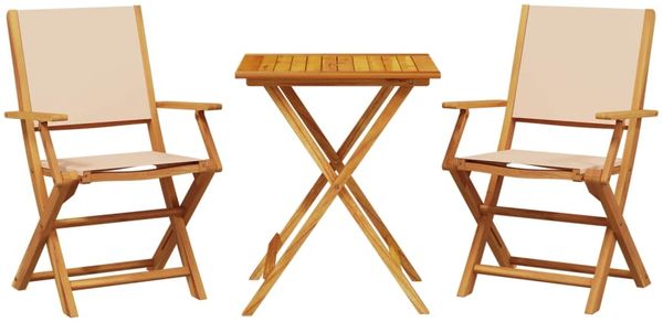 vidaXL 3-tlg. Bistro-Set Beige Stoff und Massivholz 3281811 Bild 2
