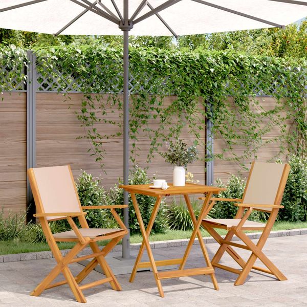vidaXL 3-tlg. Bistro-Set Beige Stoff und Massivholz 3281811