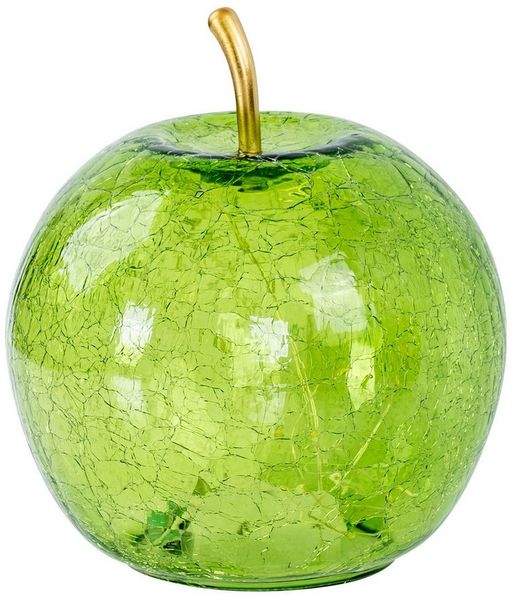 Levandeo® LED Dekolicht, LED Apfel H17cm Grün Glas Dekolampe Timer Tischlampe Stimmungslicht