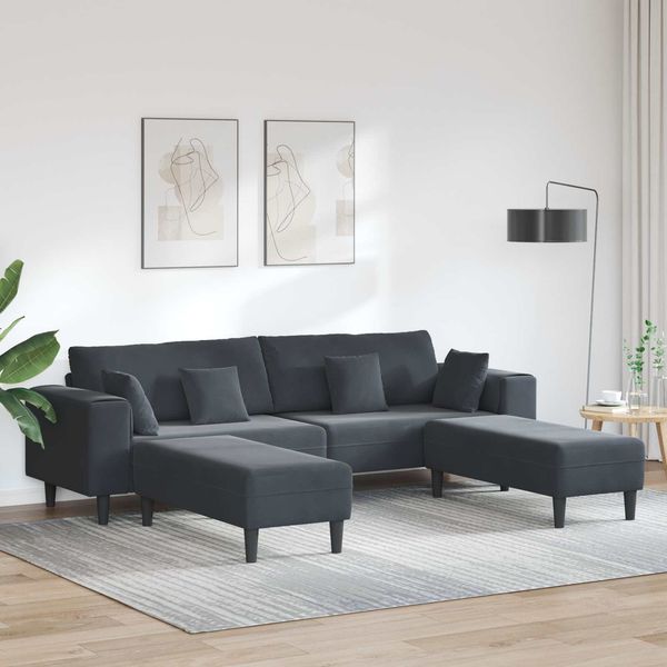 vidaXL Sofa 3 pcs Dunkelgrau 250 x 188 x 76 cm Samt 3335173