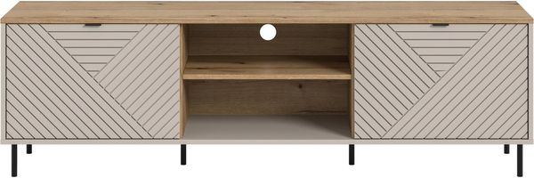 Home affaire Lowboard RAITA, Breite 184 cm, Front mit Desgin-Fräsung, 2 Türen, viel Stauraum (moderne Farbkombi, individuell einsetzbar, Griffe & Füße aus Metall), Kommode, Anrichte, Schrank, Sideboard, TV-Schrank, TV-Lowboard