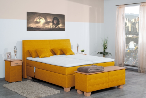 Meisterbetten Boxspringbett Syma 180x200 in W-Yellow, Matratzenbezug Nano, Ergoflex-Topper Bild 4