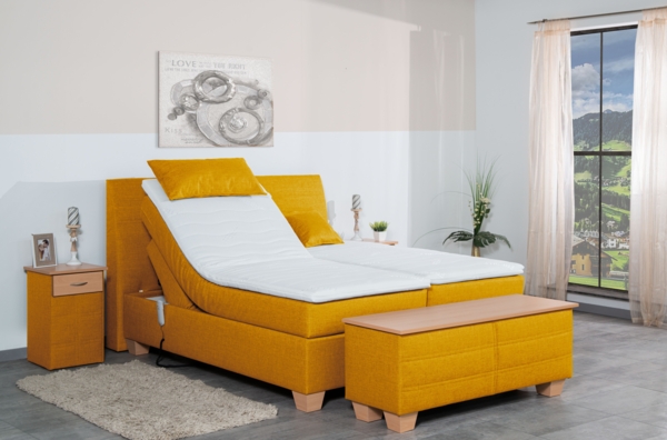 Meisterbetten Boxspringbett Syma 180x200 in W-Yellow, Matratzenbezug Nano, Ergoflex-Topper Bild 3