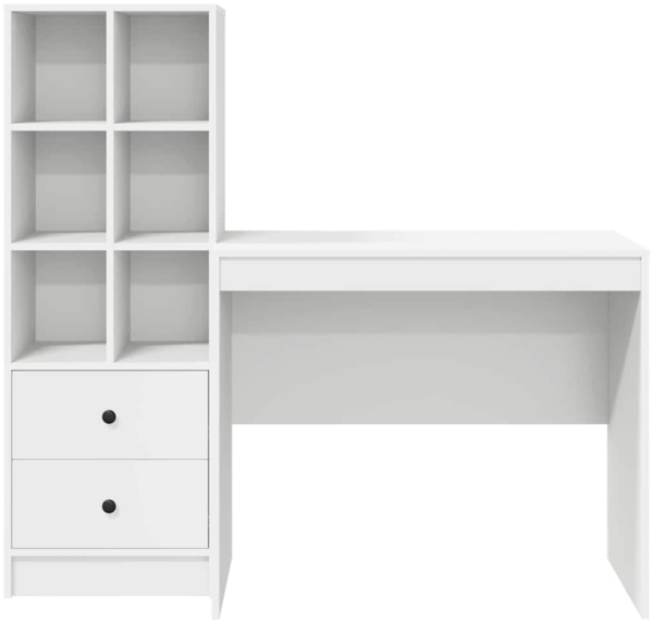 vidaXL Schreibtisch mit Stauraum mit Regal 2 pcs Weiß Holzwerkstoff 3337361 Bild 7
