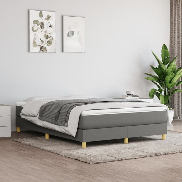 vidaXL Boxspringbett mit Matratze Dunkelgrau 140x190 cm Stoff 3144168