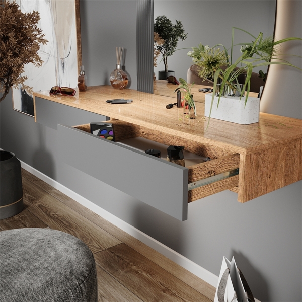 Schminktisch Melisa Grau 120 cm mit 2 Schubladen Vicco Bild 4