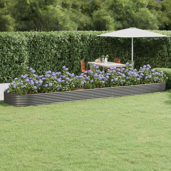 vidaXL Hochbeet Verzinkter Stahl 600x140x36 cm Grau 319049