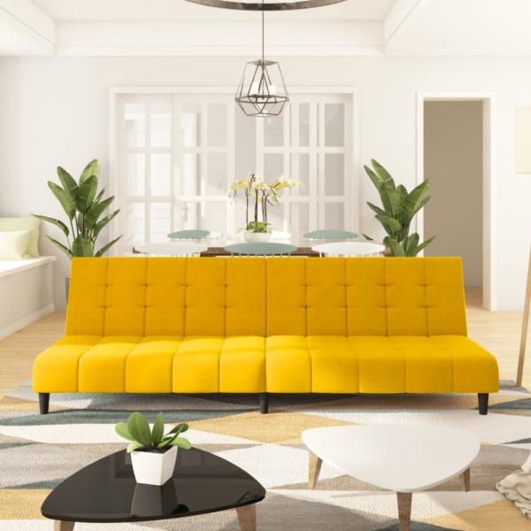 vidaXL Schlafsofa 2-Sitzer Gelb Samt 375770