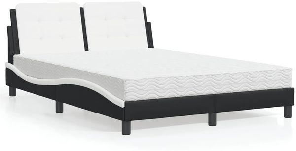 vidaXL Bett mit Matratze "Zadar" Schwarz und Weiß 140x200 cm Kunstleder 3208871