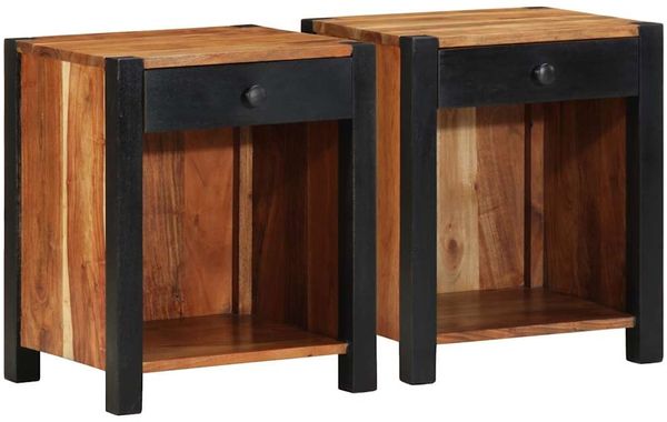 vidaXL Nachttisch 2 pcs Braun 40 x 35 x 50 cm Massivholz Akazie 4019635
