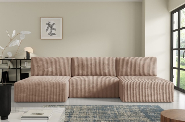 Wohnlandschaft Sofa mit Schlaffunktion NATALIA in Stoff Tilia Beige