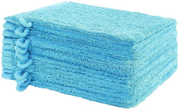 NatureMark Waschhandschuh Waschhandschuhe 500 gsm (10er-Set), 100% Baumwolle (10-St), Premium Frottier Waschhandschuhe, 15x21cm, Hell blau