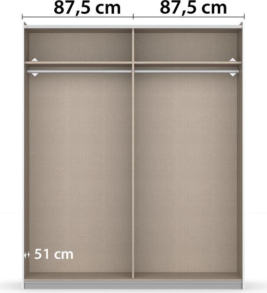 rauch Kleiderschrank; Schwebetürenschrank KRONACH, 2-türig, 2 Spiegeltüren, Eiche Artisan, 175 x 210 x 59xcm Bild 6